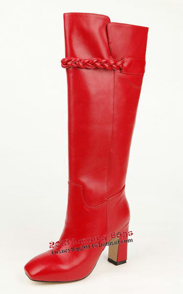 Valentino Knee Boots 8CM Heels Sheepskin Leather VT196 Red