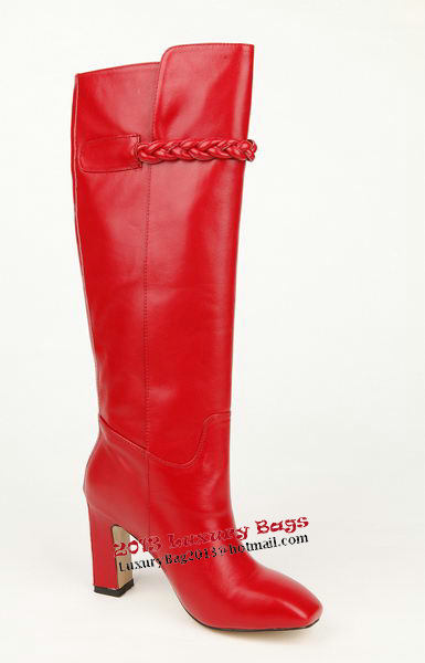 Valentino Knee Boots 8CM Heels Sheepskin Leather VT196 Red