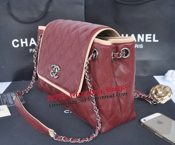 Chanel Large Caviar Leather Messenger Bag A30451 Burgundy