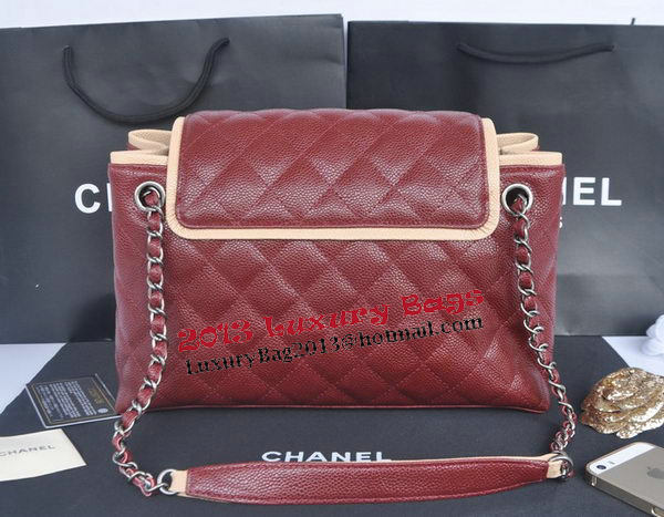 Chanel Large Caviar Leather Messenger Bag A30451 Burgundy