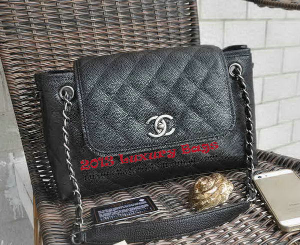 Chanel Large Caviar Leather Messenger Bag A30456 Black