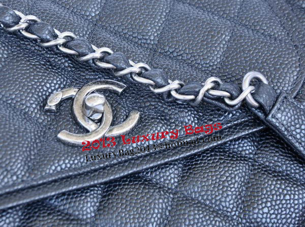 Chanel Large Caviar Leather Messenger Bag A90456 Black