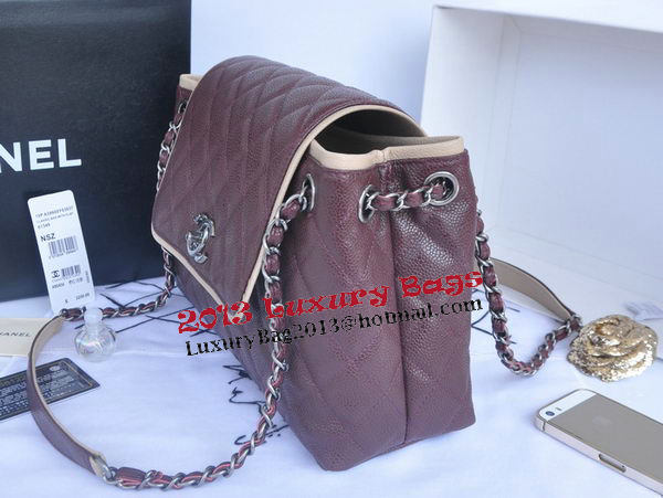 Chanel Large Caviar Leather Messenger Bag A90456 Burgundy