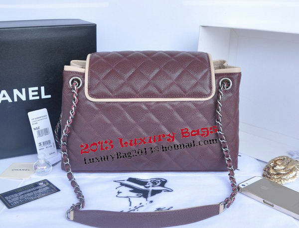 Chanel Large Caviar Leather Messenger Bag A90456 Burgundy