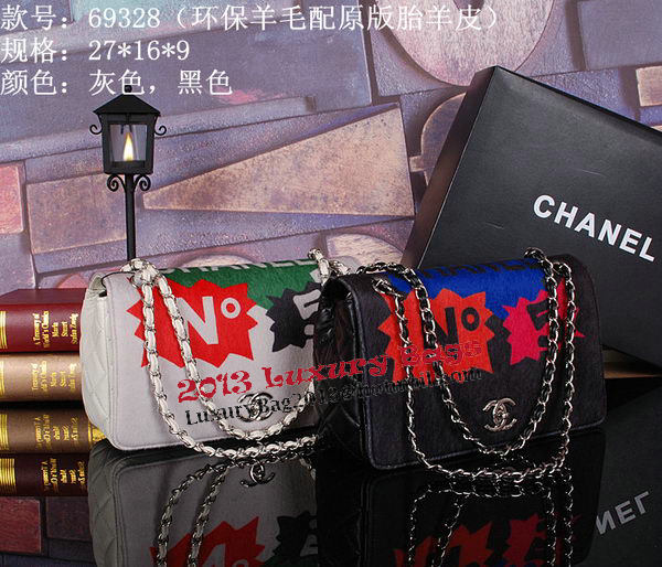 Chanel Patchwork Shearling Flap Bags CHA69328 Grey