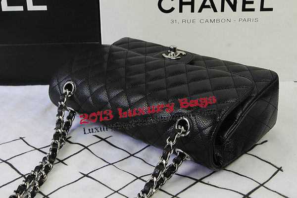 Chanel 2.55 Series Bags Black Cannage Pattern Leather CFA1112 Silver