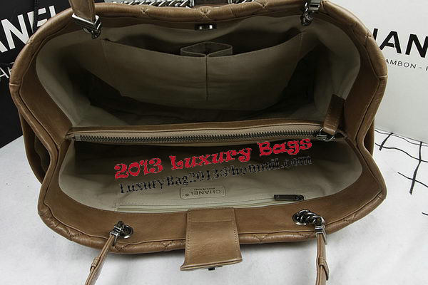 Chanel Calfskin Shopping Bag Embellished A92525 Apricot