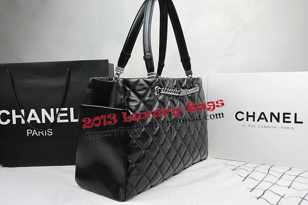 Chanel Calfskin Shopping Bag Embellished A92525 Black