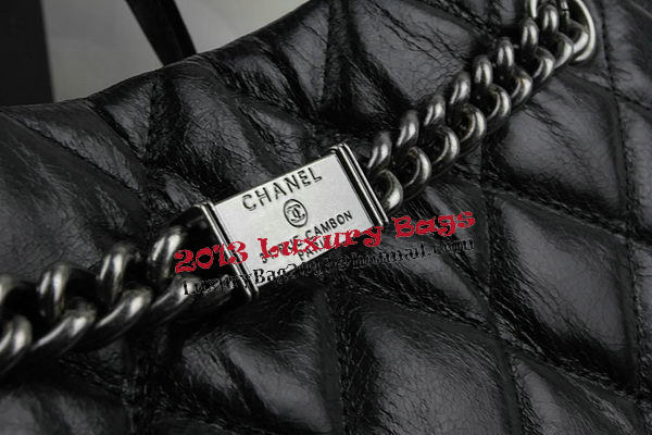 Chanel Calfskin Shopping Bag Embellished A92525 Black