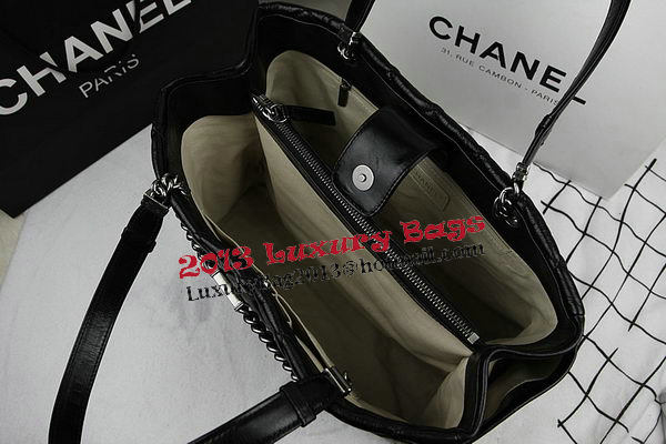 Chanel Calfskin Shopping Bag Embellished A92525 Black