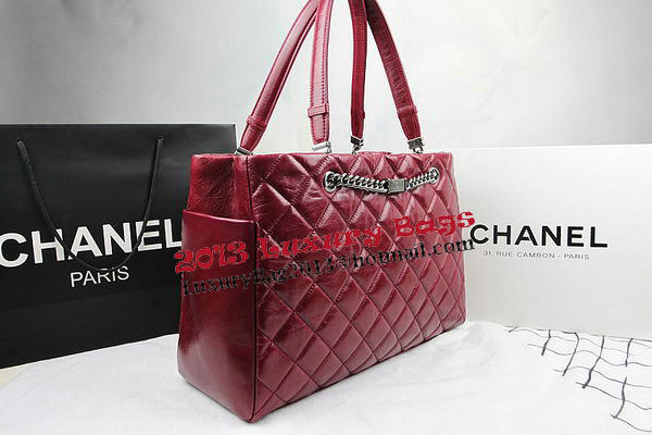 Chanel Calfskin Shopping Bag Embellished A92525 Burgundy