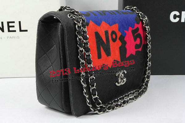Chanel Patchwork Shearling Flap Bag A92591 Black
