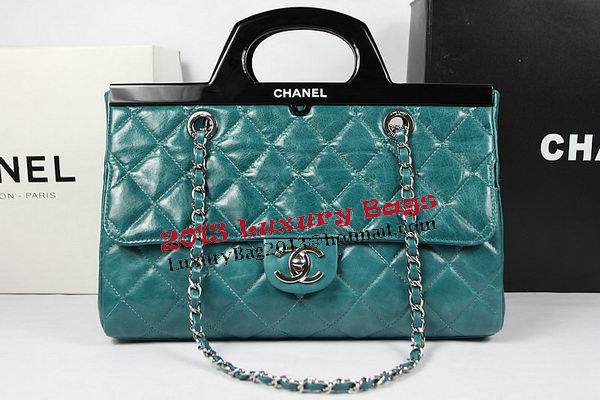 Chanel Shopping Bag Iridescent Leather Rigid Handles A92577 Green