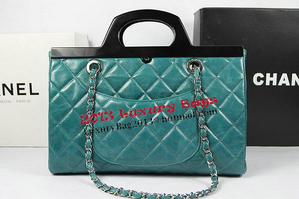 Chanel Shopping Bag Iridescent Leather Rigid Handles A92577 Green
