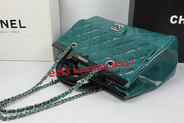 Chanel Shopping Bag Iridescent Leather Rigid Handles A92577 Green