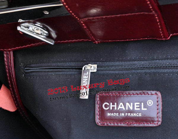 Chanel Shopping Bag Iridescent Leather Rigid Handles A92580 Burgundy