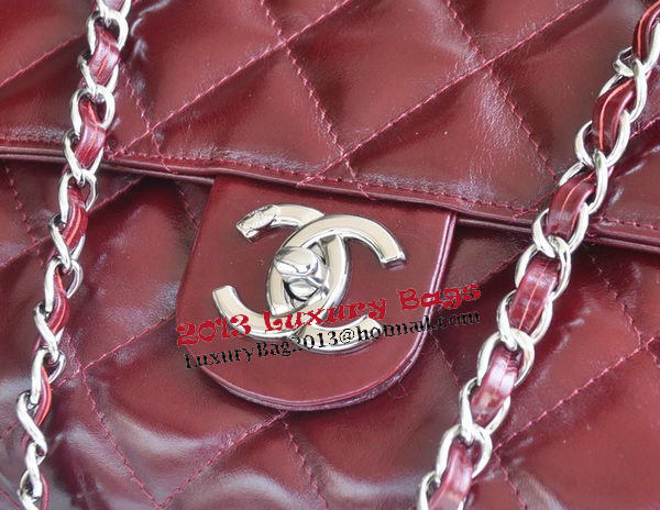 Chanel Shopping Bag Iridescent Leather Rigid Handles A92580 Burgundy