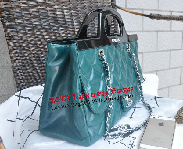 Chanel Shopping Bag Iridescent Leather Rigid Handles A92580 Green