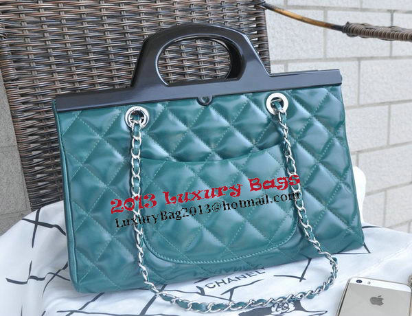 Chanel Shopping Bag Iridescent Leather Rigid Handles A92580 Green