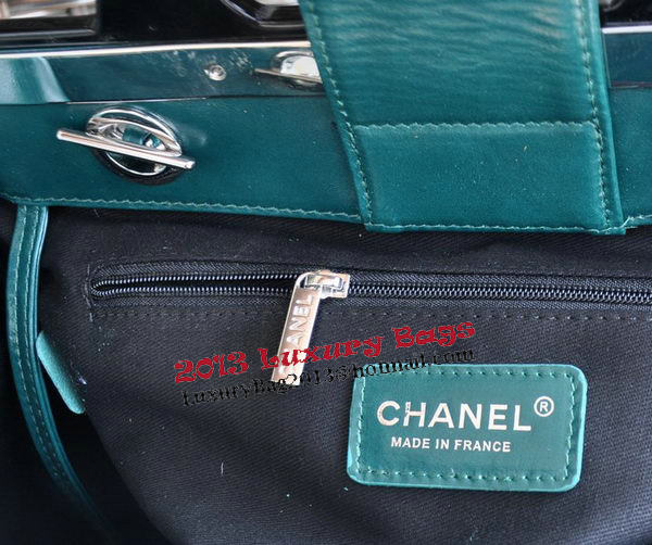 Chanel Shopping Bag Iridescent Leather Rigid Handles A92580 Green