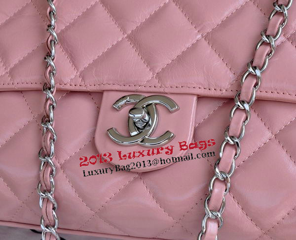 Chanel Shopping Bag Iridescent Leather Rigid Handles A92580 Pink