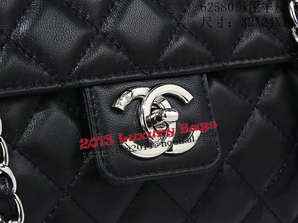 Chanel Shopping Bag Sheepskin Leather Rigid Handles A62580 Black