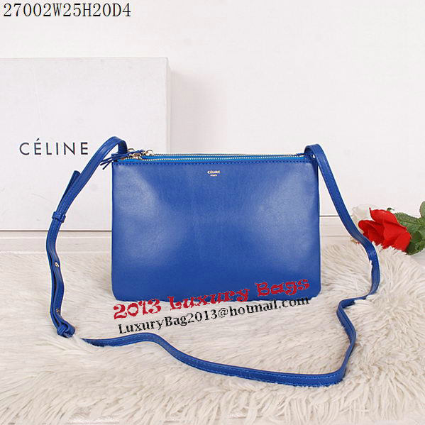 Celine Trio Calfskin Leather Shoulder Bag C27002 Blue