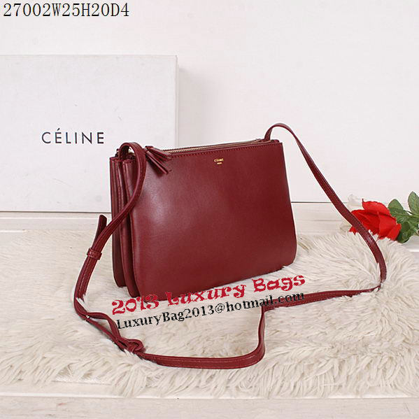 Celine Trio Calfskin Leather Shoulder Bag C27002 Burgundy