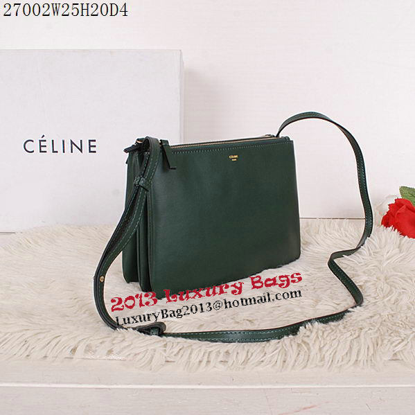 Celine Trio Calfskin Leather Shoulder Bag C27002 Green