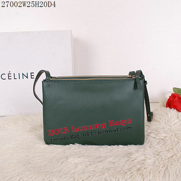 Celine Trio Calfskin Leather Shoulder Bag C27002 Green