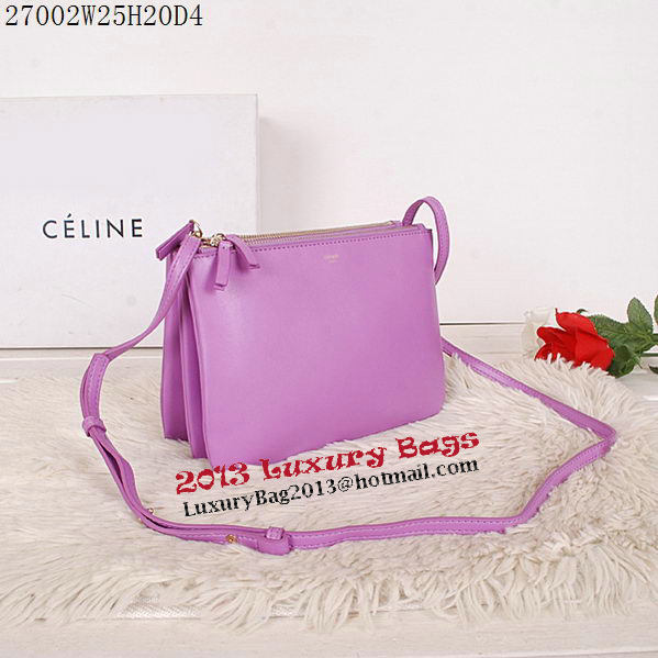 Celine Trio Calfskin Leather Shoulder Bag C27002 Lavender