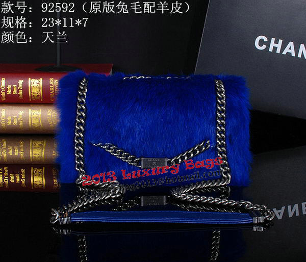 Chanel Cony Hair Flap Bags A92592P Blue