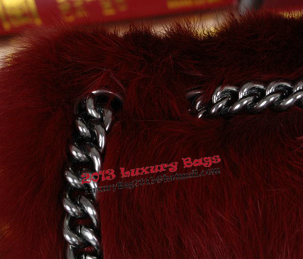 Chanel Cony Hair Flap Bags A92592P Burgundy