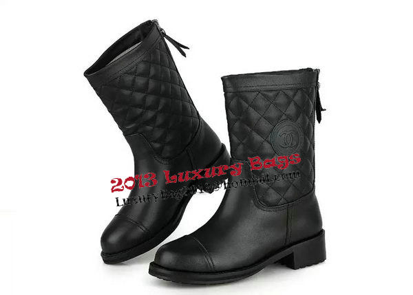 Chanel Sheepskin Leather Ankle Boot CH0982 Black