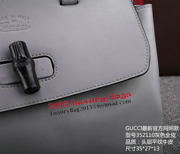 Gucci Bamboo Daily Leather Top Handle Bag 370831 Grey