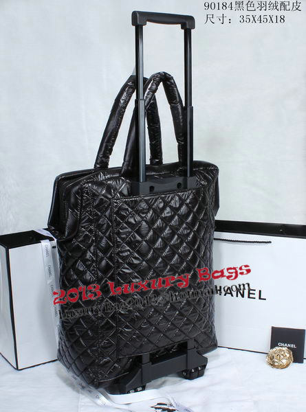 Chanel CoCo Cocoon Quilted Nylon Trolley Case A90184 Black