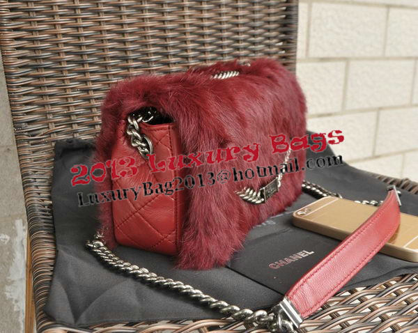 Chanel Cony Hair Flap Bag A92522 Burgundy