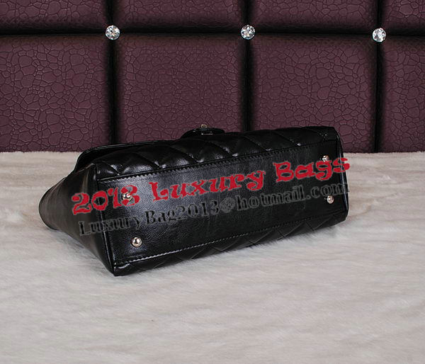 Chanel Shopping Bag Iridescent Leather Rigid Handles A66389 Black