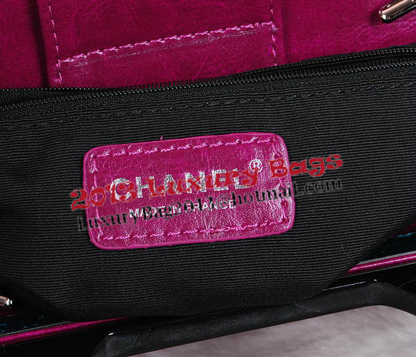 Chanel Shopping Bag Iridescent Leather Rigid Handles A66389 Purple