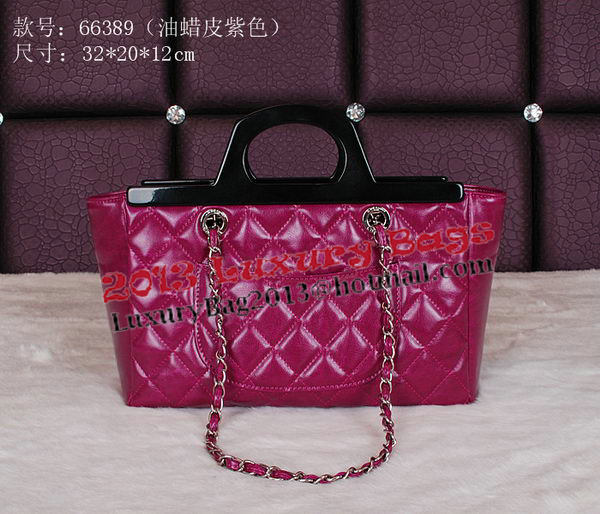 Chanel Shopping Bag Iridescent Leather Rigid Handles A66389 Purple