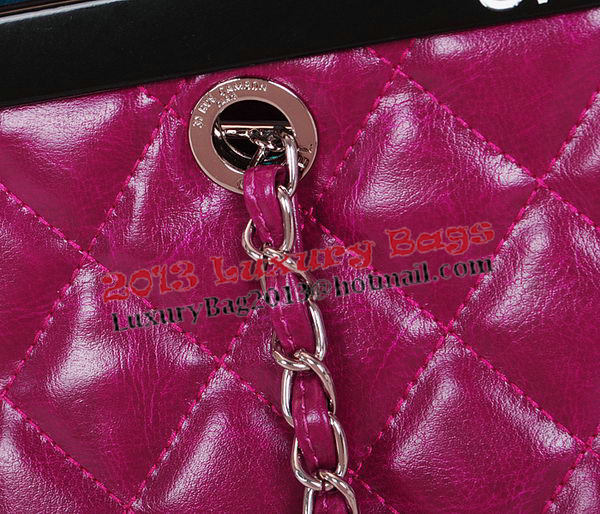 Chanel Shopping Bag Iridescent Leather Rigid Handles A66389 Purple