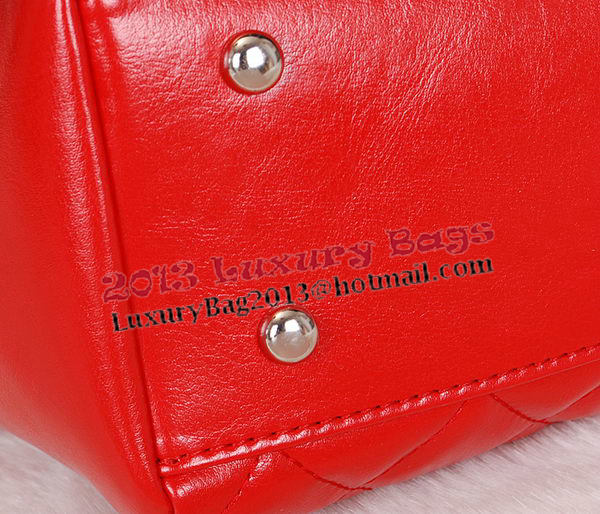 Chanel Shopping Bag Iridescent Leather Rigid Handles A66389 Red