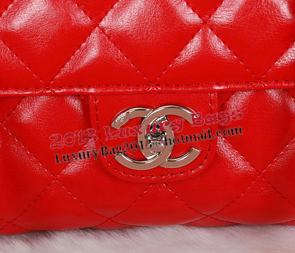 Chanel Shopping Bag Iridescent Leather Rigid Handles A66389 Red