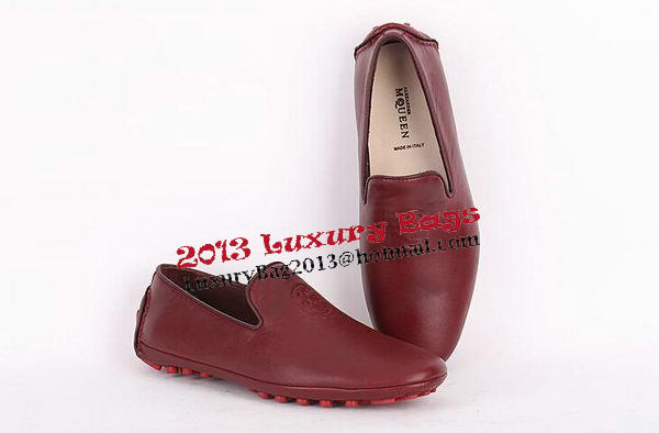 Alexander McQueen Calfskin Leather Casual Shoes MCQ255 Burgundy