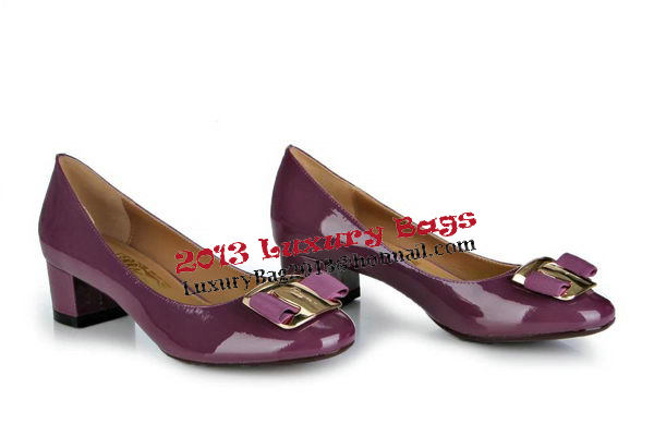 Salvatore Ferragamo Patent Leather Pump FL0488 Purple