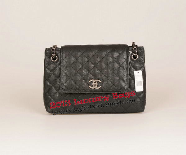 Chanel Large Cannage Pattern Leather Messenger Bag A68672 Black