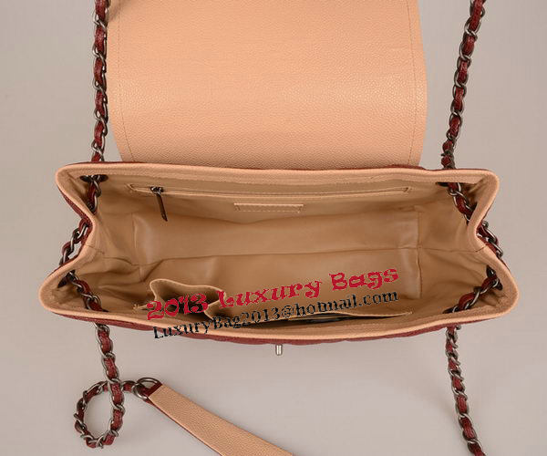 Chanel Large Cannage Pattern Leather Messenger Bag A68672 Burgundy