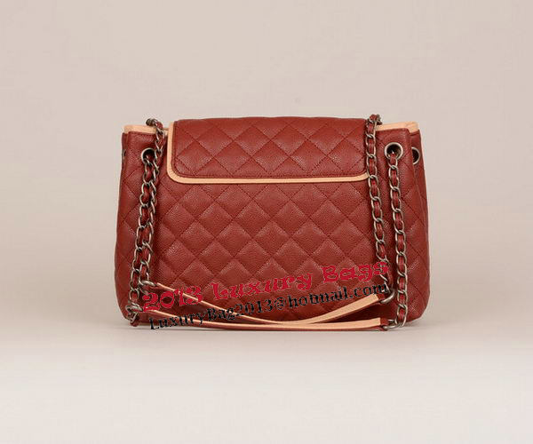 Chanel Large Cannage Pattern Leather Messenger Bag A68672 Burgundy