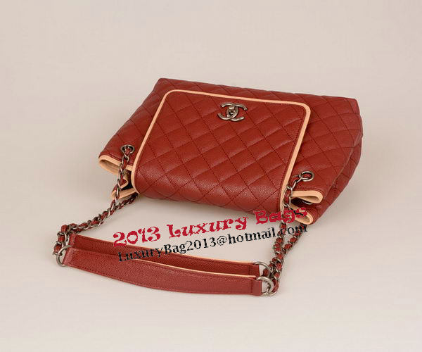 Chanel Large Cannage Pattern Leather Messenger Bag A68672 Burgundy