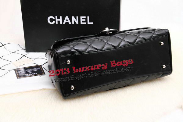 Chanel Shopping Bag Iridescent Leather Rigid Handles CHA1276 Black